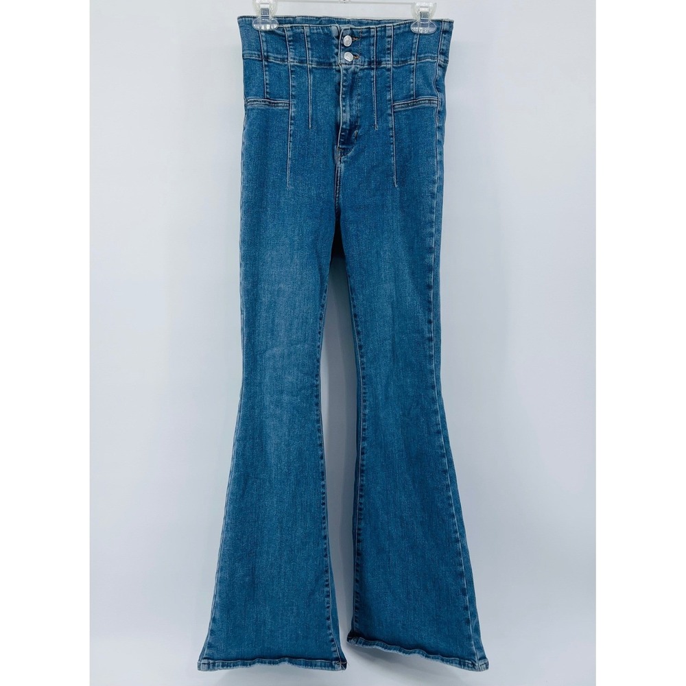 Free People We The Free Just Float On Flare Jeans Womens 29 Blue High Rise Denim